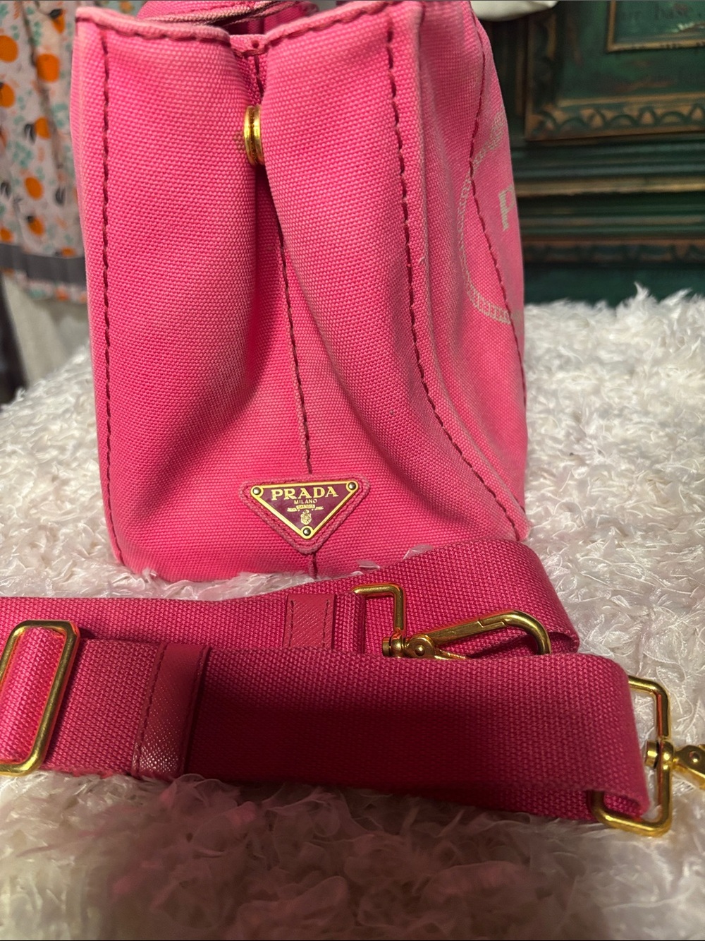 Prada Canapa Small Canvas Tote with Strap - Picture 2 of 16